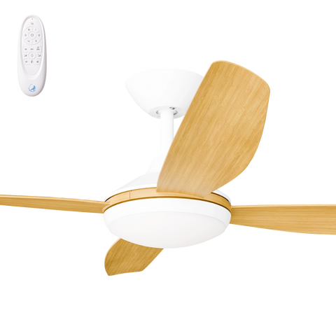 Vanga 52 DC Ceiling Fan White with Bamboo Blades and LED Light