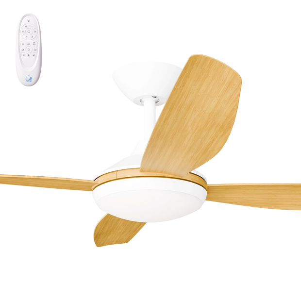 Vanga 52 DC Ceiling Fan White with Bamboo Blades and LED Light