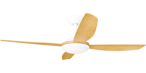 Vanga 52 DC Ceiling Fan White with Bamboo Blades and LED Light