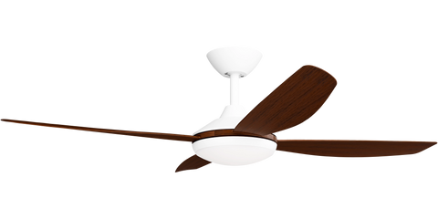 Vanga 52 DC Ceiling Fan White with Koa Blades and LED Light