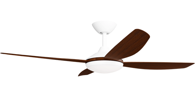 Vanga 52 DC Ceiling Fan White with Koa Blades and LED Light