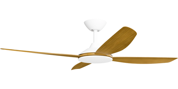 Vanga 52 DC Ceiling Fan White with Teak Blades