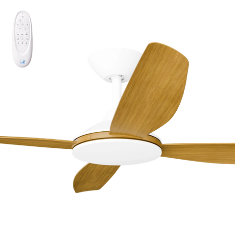 Vanga 52 DC Ceiling Fan White with Teak Blades