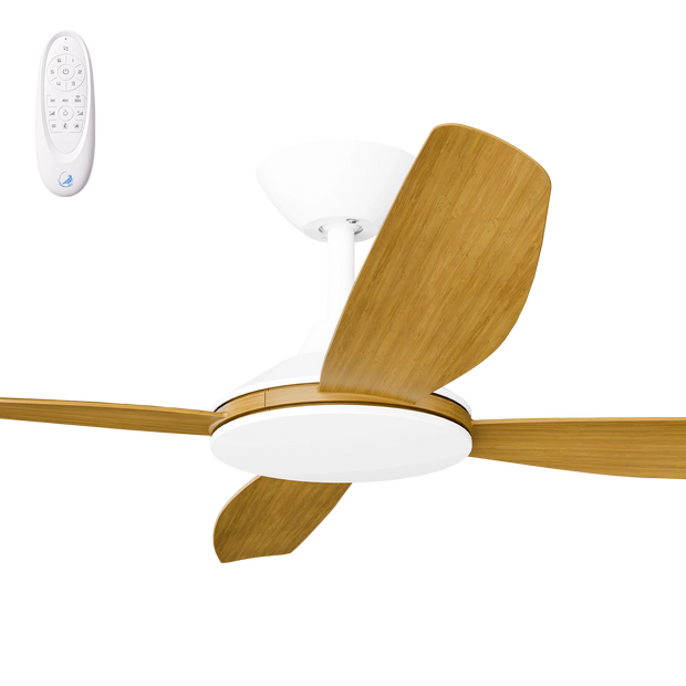 Vanga 52 DC Ceiling Fan White with Teak Blades