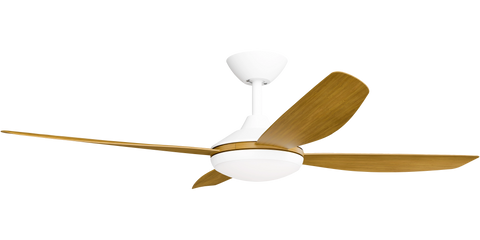 Vanga 52 DC Ceiling Fan White with Teak Blades and LED Light