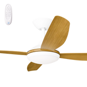 Vanga 52 DC Ceiling Fan White with Teak Blades and LED Light