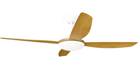 Vanga 52 DC Ceiling Fan White with Teak Blades and LED Light