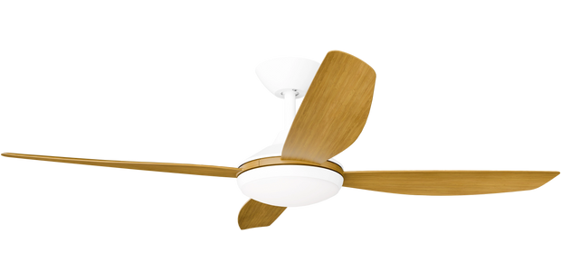 Vanga 52 DC Ceiling Fan White with Teak Blades and LED Light