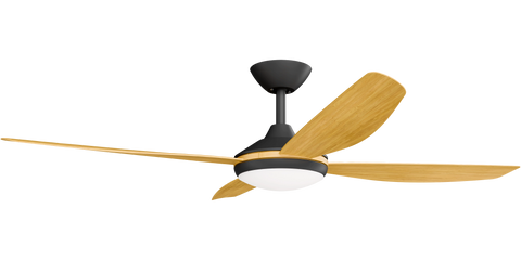 Vanga 56 DC Ceiling Fan Black with Bamboo Blades and LED Light