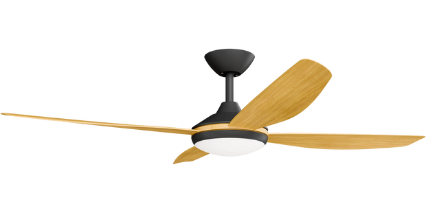 Vanga 56 DC Ceiling Fan Black with Bamboo Blades and LED Light