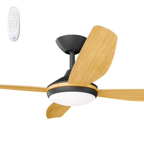 Vanga 56 DC Ceiling Fan Black with Bamboo Blades and LED Light