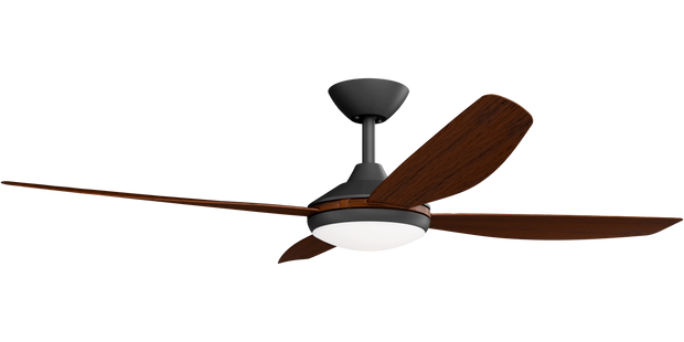 Vanga 56 DC Ceiling Fan Black with Koa Blades and LED Light