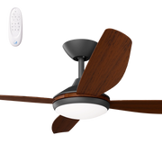 Vanga 56 DC Ceiling Fan Black with Koa Blades and LED Light