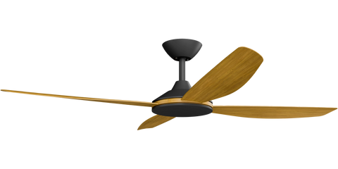 Vanga 56 DC Ceiling Fan Black with Teak Blades