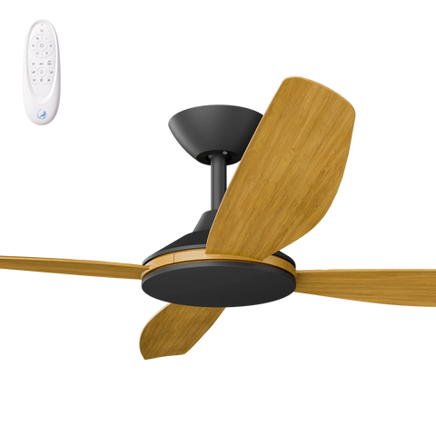 Vanga 56 DC Ceiling Fan Black with Teak Blades