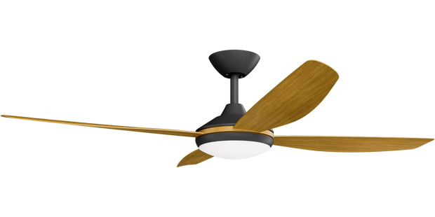 Vanga 56 DC Ceiling Fan Black with Teak Blades and LED Light