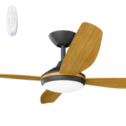 Vanga 56 DC Ceiling Fan Black with Teak Blades and LED Light