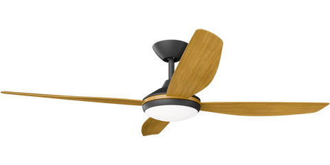 Vanga 56 DC Ceiling Fan Black with Teak Blades and LED Light