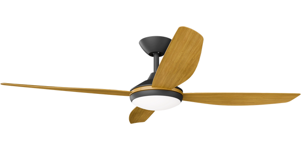 Vanga 56 DC Ceiling Fan Black with Teak Blades and LED Light