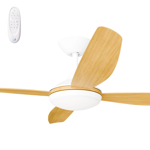 Vanga 56 DC Ceiling Fan White with Bamboo Blades and LED Light