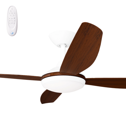 Vanga 56 DC Ceiling Fan White with Koa Blades and LED Light