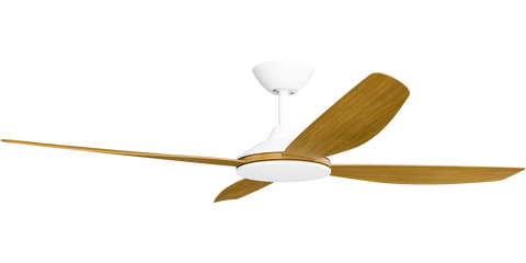 Vanga 56 DC Ceiling Fan White with Teak Blades