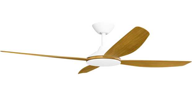 Vanga 56 DC Ceiling Fan White with Teak Blades