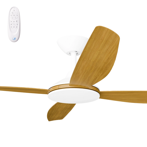 Vanga 56 DC Ceiling Fan White with Teak Blades