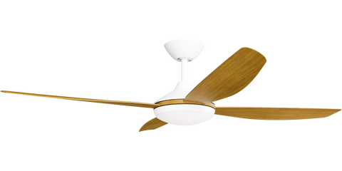 Vanga 56 DC Ceiling Fan White with Teak Blades and LED Light