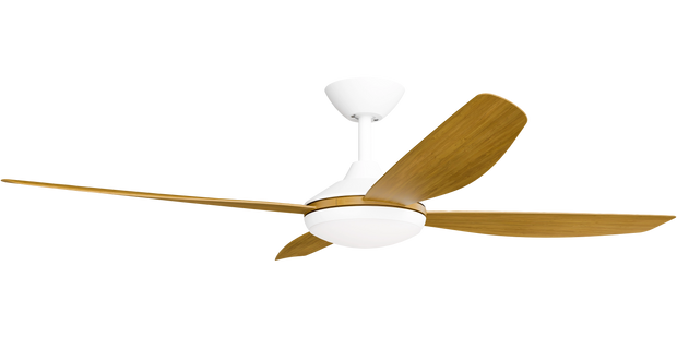 Vanga 56 DC Ceiling Fan White with Teak Blades and LED Light