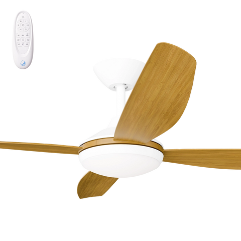 Vanga 56 DC Ceiling Fan White with Teak Blades and LED Light