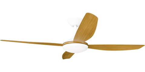 Vanga 56 DC Ceiling Fan White with Teak Blades and LED Light