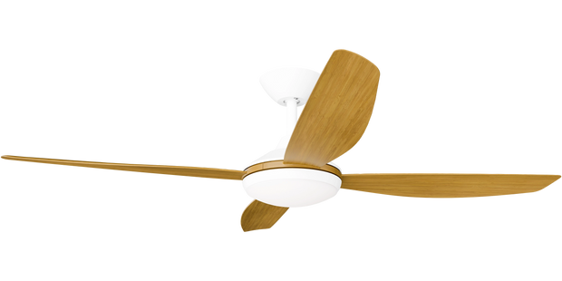 Vanga 56 DC Ceiling Fan White with Teak Blades and LED Light