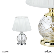 Vivian Table Lamp Chrome and Glass with White Shade