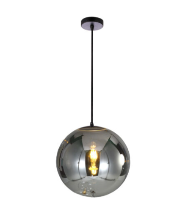 Sfera 400mm Smoke Black Grey/Chrome Glass Pendant