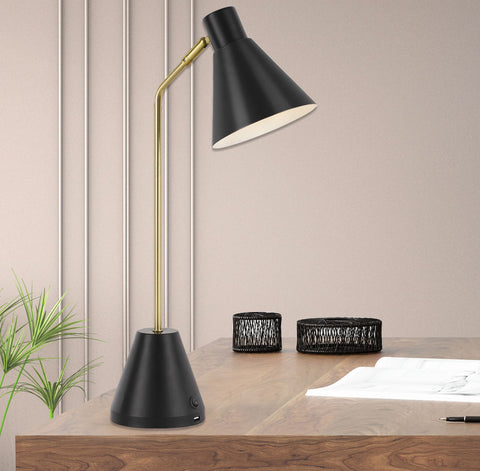 Ambia Table Lamp Black With USB
