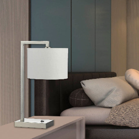 Sala Square Nickle and White Shade Table Lamp
