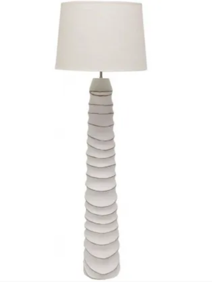 Aura Floor Lamp White with Natural Shade