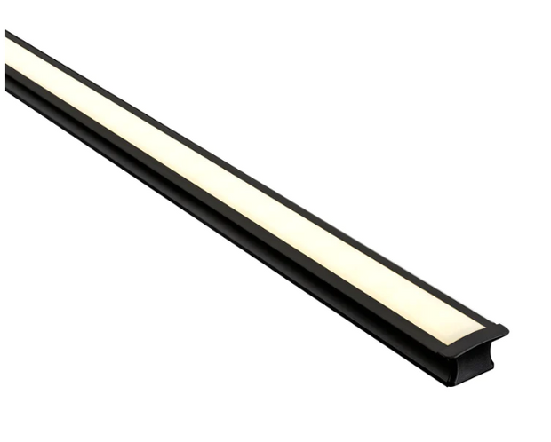 25mm x 15mm Deep Black Square Winged Aluminium Profile with Standard Diffuser 3M length