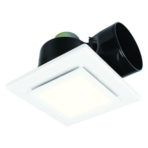 Sarico Square Exhaust Fan with LED Light White - Small - Lighting Superstore
