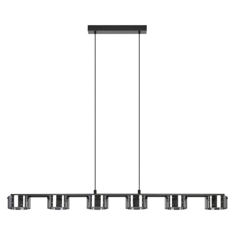 Copillos 6 Light Black with Black Transparent Glass 6 x 5.4w Warm White