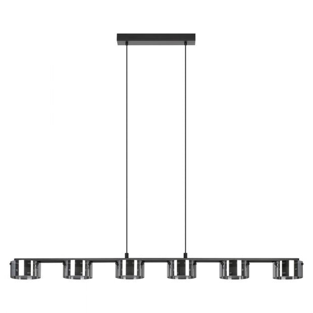 Copillos 6 Light Black with Black Transparent Glass 6 x 5.4w Warm White
