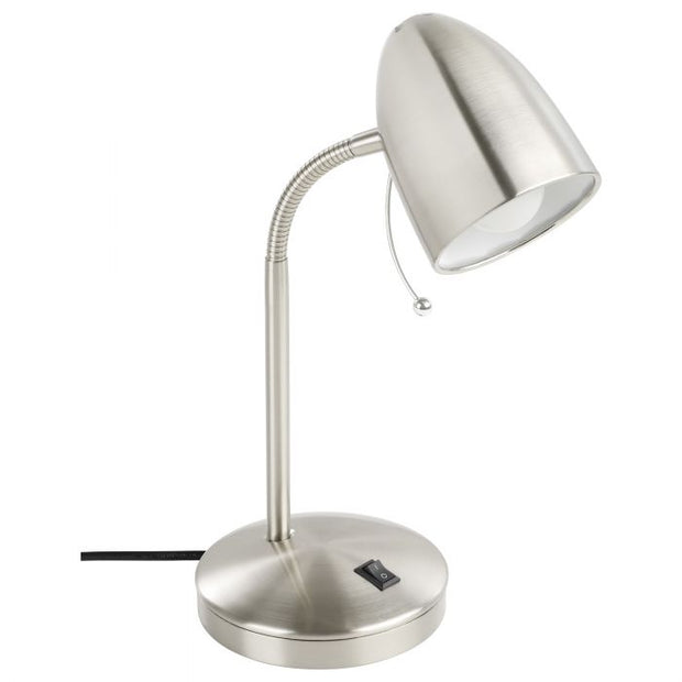 Lara Satin Nickel Desk Lamp with USB Charger