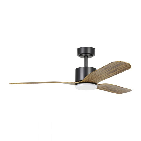 Iluka 52 Inch DC Black Ceiling Fan with ABS Timber-Look Blade and 18w Tri Colour LED