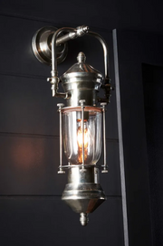 Lisbon IP54 Exterior Lantern Wall Light Antique Silver