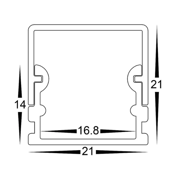 HV9693-2114 Aluminium Deep Square w diffuser PER METRE