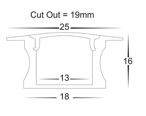 25mm x 15mm Deep Black Square Winged Aluminium Profile with Standard Diffuser 3M length