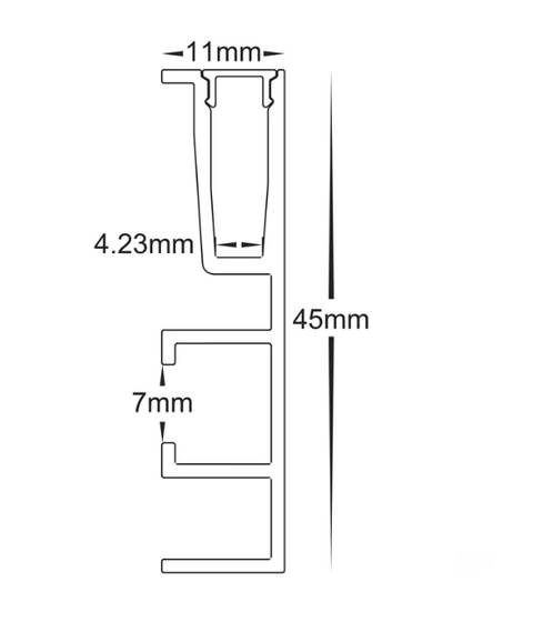 Black Side Mounted Aluminium Profile