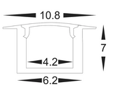 Aluminium Chanel HV9695-1107 Micro Winged Aluminium recessed profile