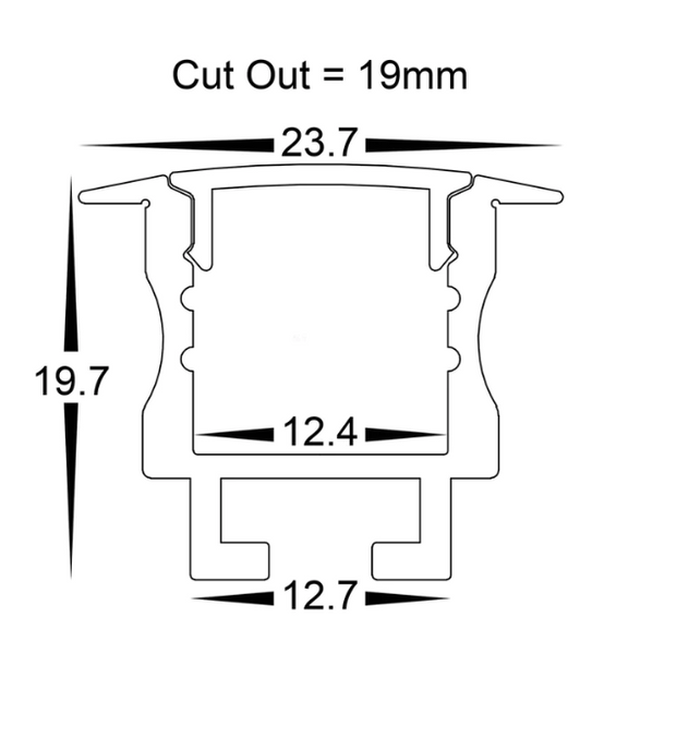 HV9695-2520-ALU-1M Aluminium Chanel Deep recessed Extrusion